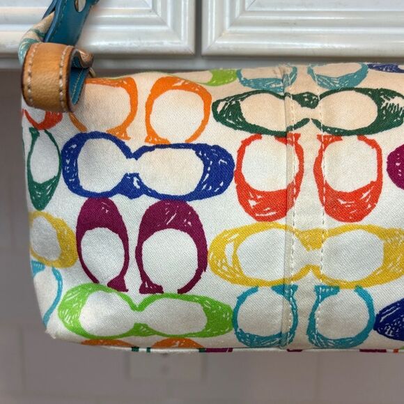 Coach Bag Purse Handbag Mini Hobo Signature "C" Rainbow Scribble Bag Pocketbook - Picture 2 of 16